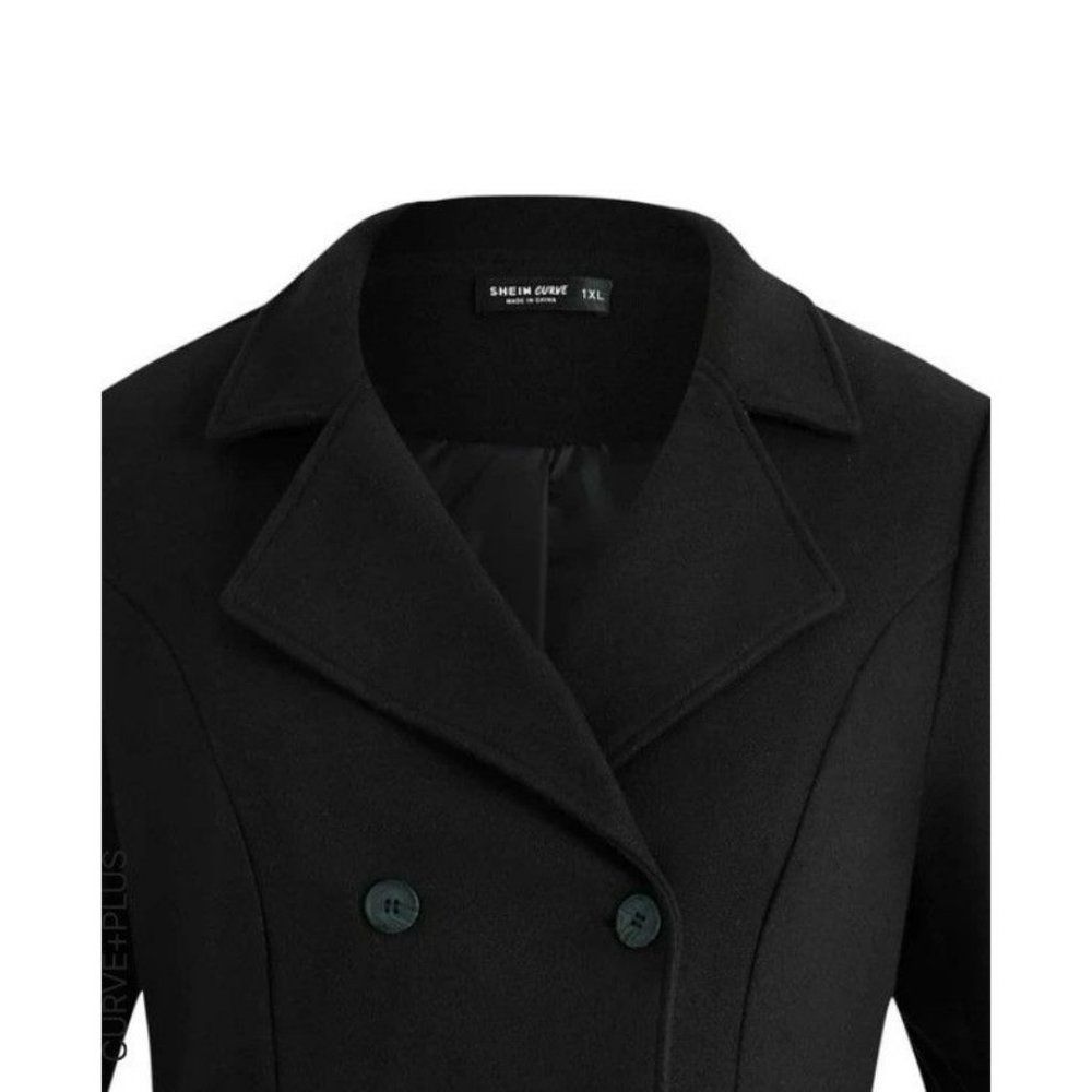Black Double Breasted Shein Coat Various Sizes - Picture 3 of 7